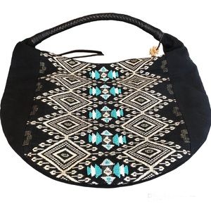Lucky Brand Black and Blue Hobo Bag
